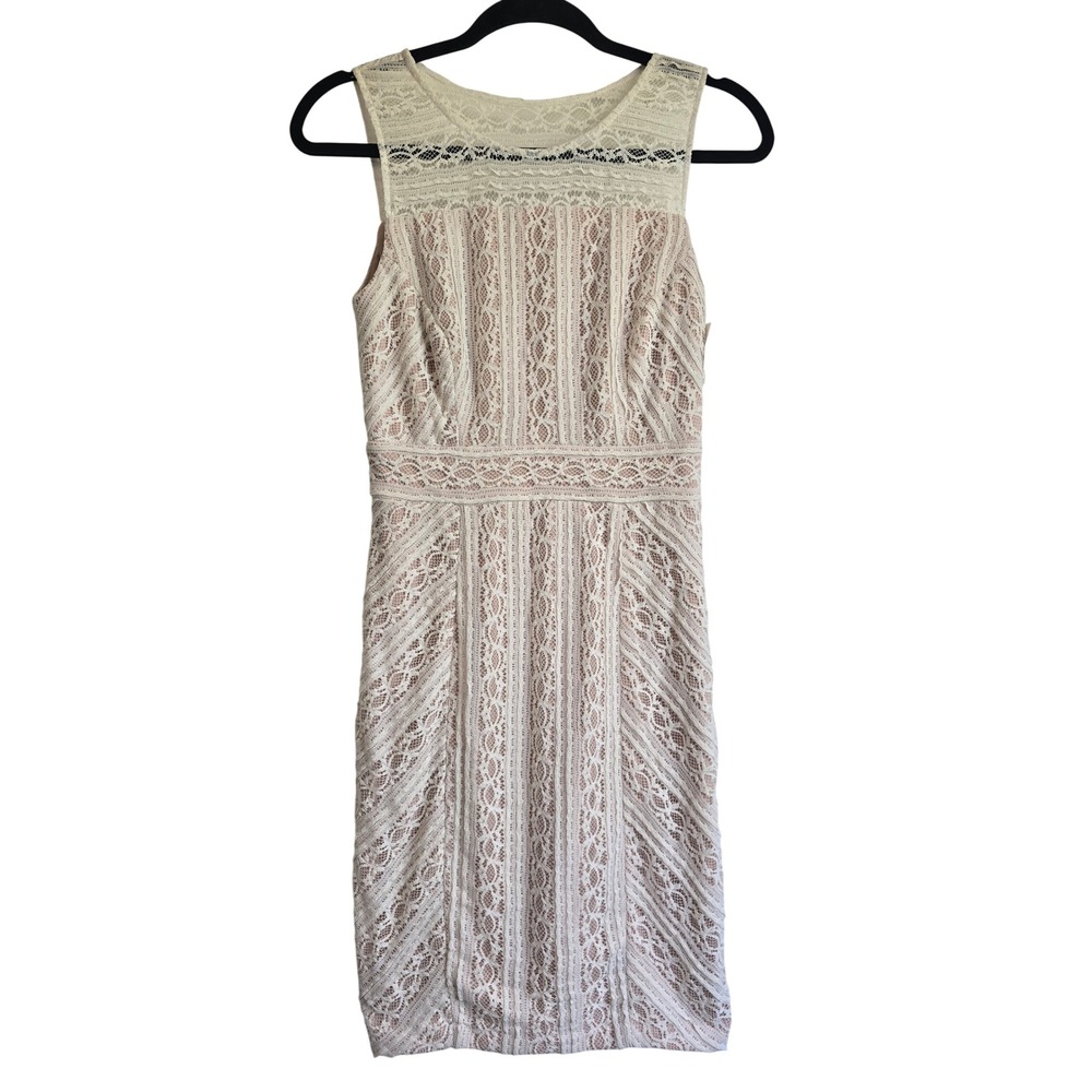 ποΈ NWT Betsy & Adamβ Ivory Lace Sheath Dress Blush Lining Sleeveless Size 2